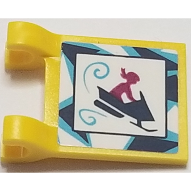 yellow flag 2 x 2 square with girl on snowmobile pattern sticker - set 41323