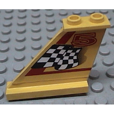 yellow tail 4 x 1 x 3 with black and white checkered flag red line and number 5 pattern model left side sticker - set 8225