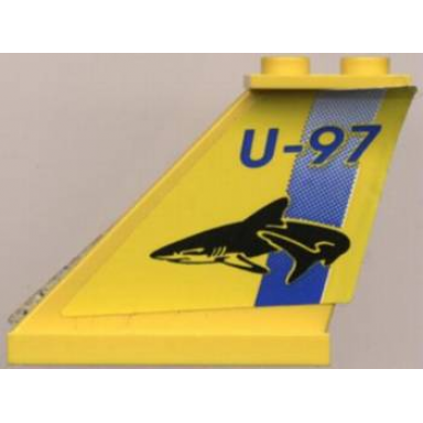 yellow tail 4 x 1 x 3 with blue u-97 and stripe and black shark pattern on both sides stickers - sets 8250 8299