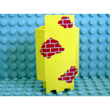 yellow panel 3 x 3 x 6 corner wall with red bricks scattered pattern