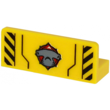 yellow panel 1 x 3 x 1 with hammerhead shark head and black danger stripes on transparent background pattern sticker - set 60266