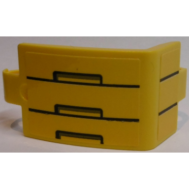 yellow technic panel curved 3 x 5 x 3 with black lines and rectangles pattern model left side stickers - set 42055