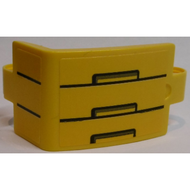 yellow technic panel curved 3 x 5 x 3 with black lines and rectangles pattern model right side stickers - set 42055
