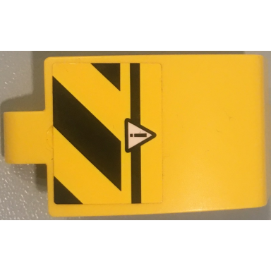 yellow technic panel curved 3 x 5 x 3 with exclamation mark in danger triangle and black and yellow danger stripes pattern model left side sticker - set 42049