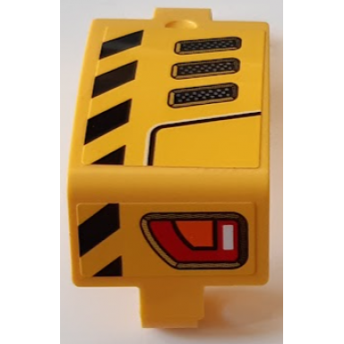 yellow technic panel curved 3 x 5 x 3 with air intake grilles red and orange taillights black and yellow danger stripes pattern model left side stickers - set 42121