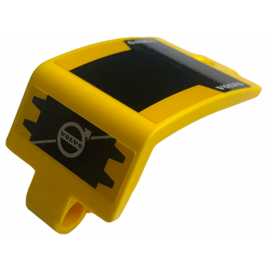 yellow technic panel curved 3 x 5 x 3 with volvo logo and black vehicle hood pattern stickers - set 30433