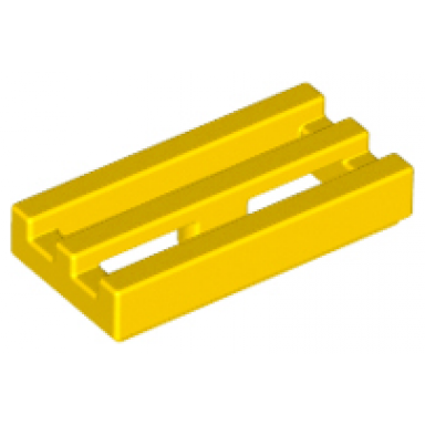 yellow tile modified 1 x 2 grille with bottom groove
