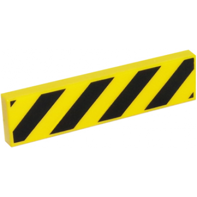 yellow tile 1 x 4 with black and yellow danger stripes black corners pattern