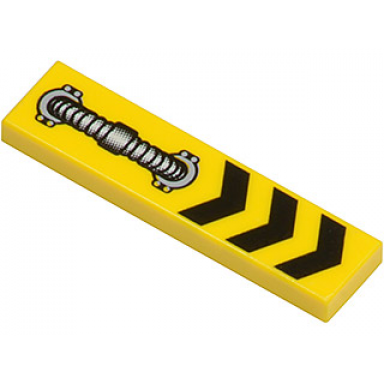 yellow tile 1 x 4 with 3 black chevrons and silver hose pattern