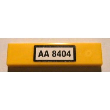 yellow tile 1 x 4 with black aa 8404 on white background pattern sticker - set 8404
