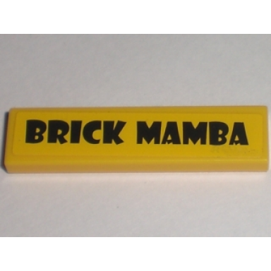 yellow tile 1 x 4 with black brick mamba pattern sticker - set 5984