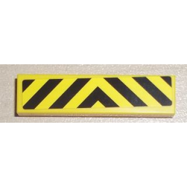 yellow tile 1 x 4 with black and yellow danger stripes pattern sticker - set 7936