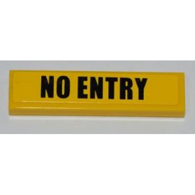 yellow tile 1 x 4 with black no entry on yellow background pattern sticker - set 8197