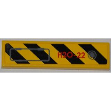yellow tile 1 x 4 with black and yellow danger stripes panel and red h2o-22 pattern model left side sticker - set 7984