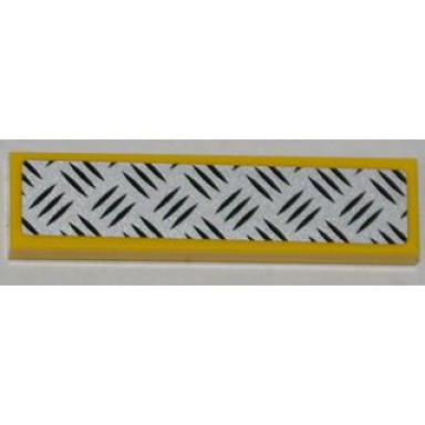 yellow tile 1 x 4 with tread plate pattern sticker - set 5885