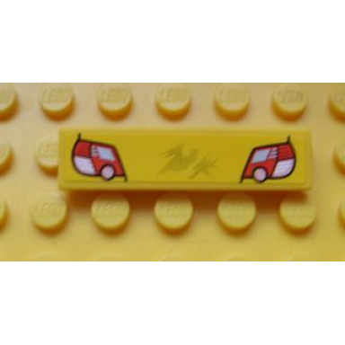 yellow tile 1 x 4 with red and white taillights on yellow background pattern sticker - set 8134