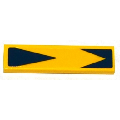 yellow tile 1 x 4 with dark blue chevron pattern sticker - set 76019