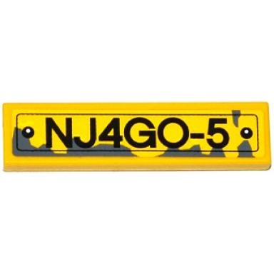 yellow tile 1 x 4 with nj4go-5 and dark bluish gray splatters pattern sticker - set 70750