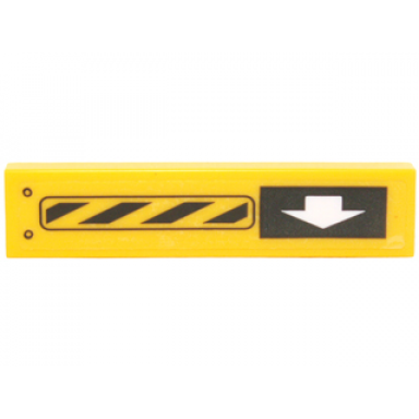 yellow tile 1 x 4 with black and yellow danger stripes and white arrow pattern model right side sticker - set 70227