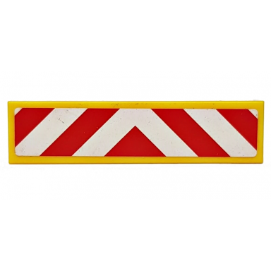 yellow tile 1 x 4 with red and white chevron danger stripes thick red in middle pattern sticker - sets 60022 60183