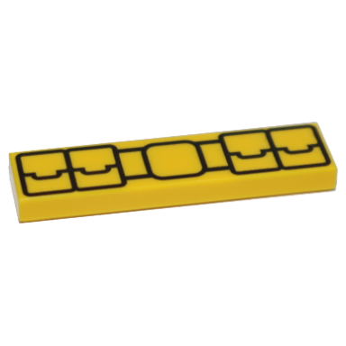 yellow tile 1 x 4 with black utility belt pattern