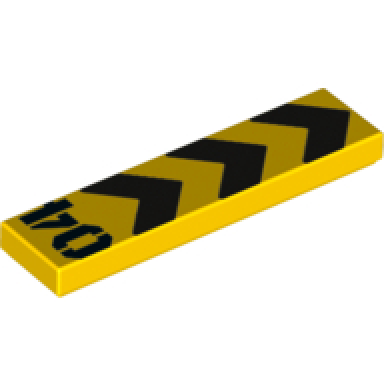 yellow tile 1 x 4 with black 04 and danger stripes pattern