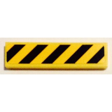 yellow tile 1 x 4 with black and yellow danger stripes yellow corners pattern sticker - set 75053