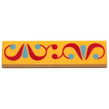 yellow tile 1 x 4 with red and medium azure ornament pattern