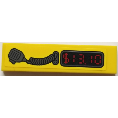 yellow tile 1 x 4 with radio microphone and $13.10 taxi fare pattern sticker - set 76057