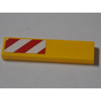 yellow tile 1 x 4 with red and white danger stripes pattern sticker - set 60022