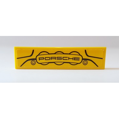 yellow tile 1 x 4 with black porsche on brake caliper pattern sticker - set 42056