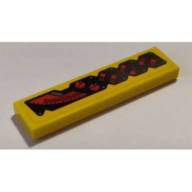 yellow tile 1 x 4 with red gauges and speedometer pattern model left side sticker - set 76087