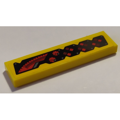 yellow tile 1 x 4 with red gauges and speedometer pattern model right side sticker - set 76087