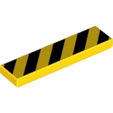 yellow tile 1 x 4 with 5 black danger stripes no black corners pattern