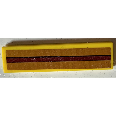 yellow tile 1 x 4 with dark brown stripe on medium nougat background pattern sticker - set 75978