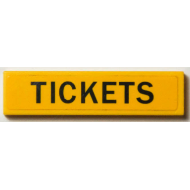 yellow tile 1 x 4 with black tickets pattern sticker - set 40346