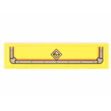 yellow tile 1 x 4 with light bluish gray reinforced container edges and diamond radioactive symbol pattern sticker - set 10300