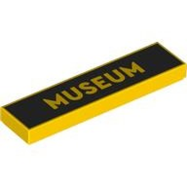 yellow tile 1 x 4 with museum on black background pattern