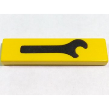 yellow tile 1 x 4 with black spanner wrench pattern