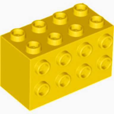 yellow brick modified 2 x 4 x 2 with studs on sides