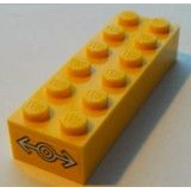 yellow brick 2 x 6 with train logo white on yellow background pattern on both sides stickers - set 7939