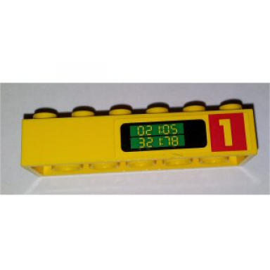 yellow brick 2 x 6 with number 1 and 021:05 321:78 pattern on both sides stickers - set 1256