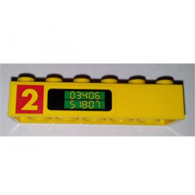 yellow brick 2 x 6 with number 2 and 034:06 518:07 pattern on both sides stickers - set 1256