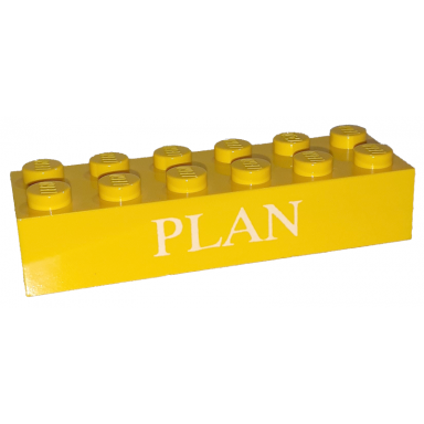 yellow brick 2 x 6 with white plan pattern