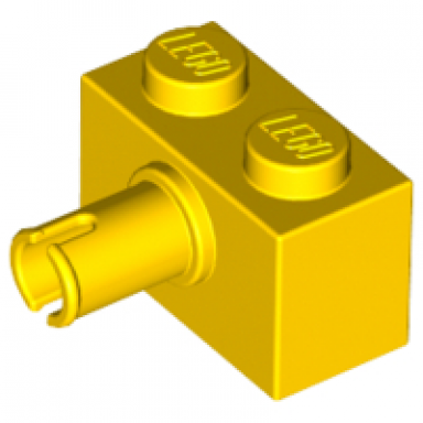 yellow brick modified 1 x 2 with pin