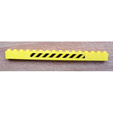 yellow brick 1 x 16 with black and yellow danger stripes pattern sticker - set 7243