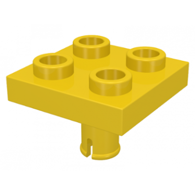 yellow plate modified 2 x 2 with pin on bottom