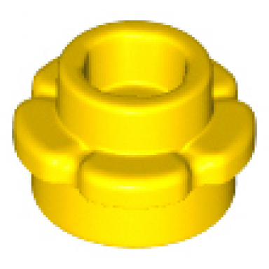 yellow plate round 1 x 1 with flower edge 5 petals