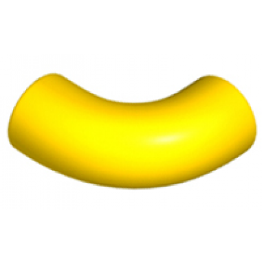 yellow brick round 1 x 1 d 90 degrees elbow macaroni - no stud - type 2 - axle hole