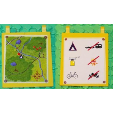 yellow flag 6 x 5 with campsite map and camping symbols on reverse pattern stickers - set 3143